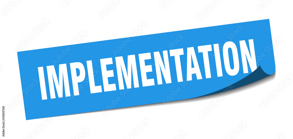 implementation sticker. implementation square isolated sign. implementation label implementation sticker. implementation square isolated sign. implementation label