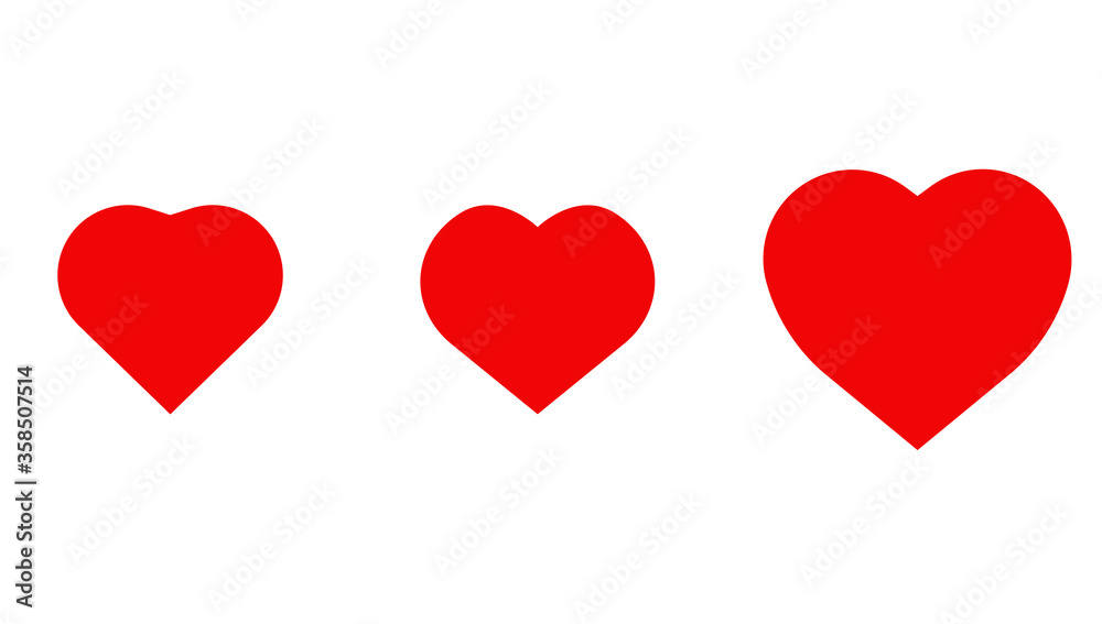 Red Heart Shapes on White Background. Love symbols