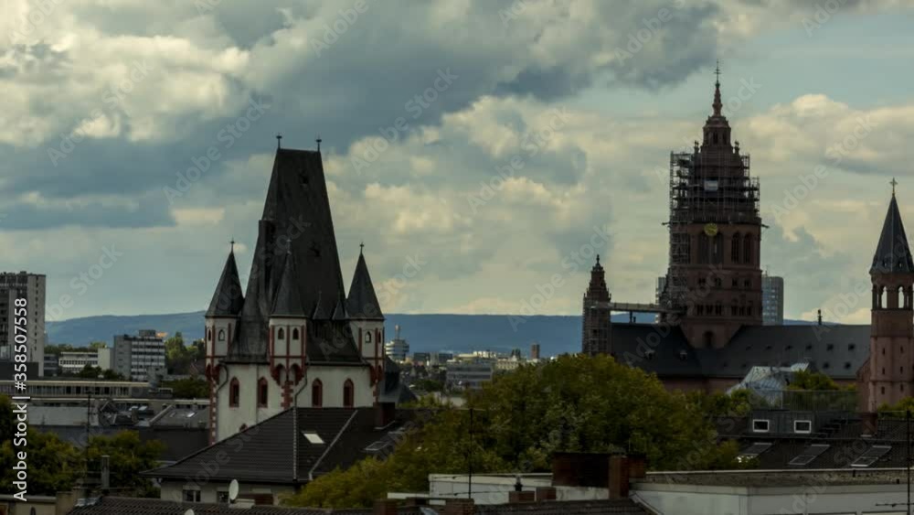 4K Timelapse of Famous Dom in Mainz City, Germany 4K Timelapse of Famous Dom in Mainz City, Germany