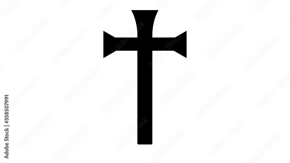 Black and gray Christian cross icon in flat design Black and gray Christian cross icon in flat design