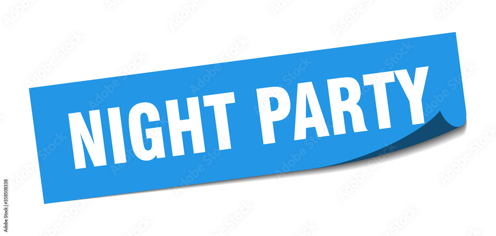night party sticker. night party square isolated sign. night party label
