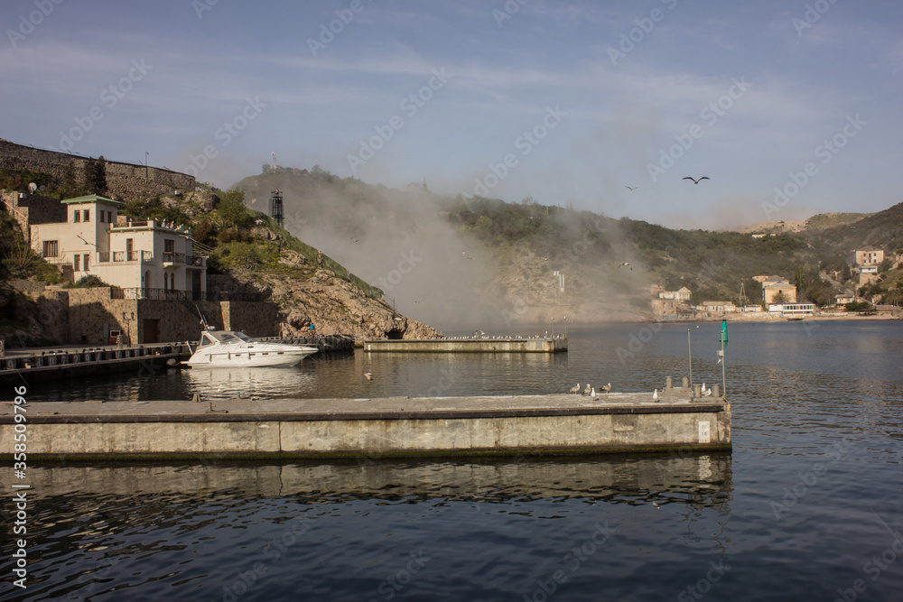 Crimea Sevastopol. Balaclava Bay. Mountains and the sea. Crimea Sevastopol. Balaclava Bay. Mountains and the sea.