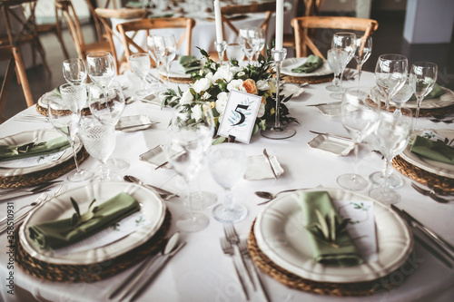 Wedding day table set up