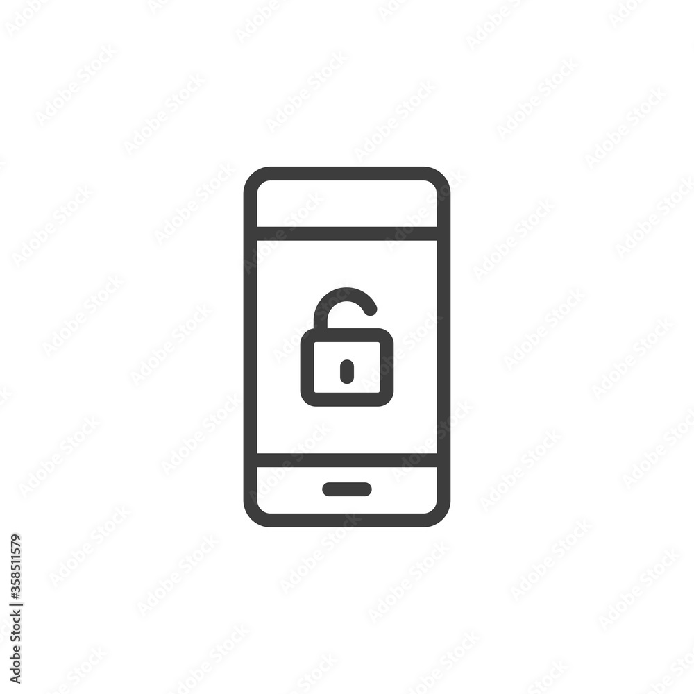 Unlocked phone icon on white background Unlocked phone icon on white background