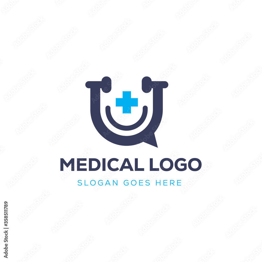 Medical chat logo, helpline logo template, chatting logo template, medical helpline logo