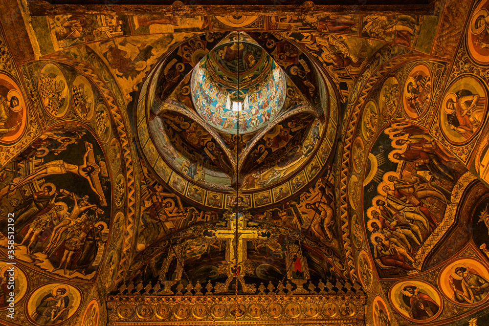 Fresco on ceiling of monastery Gura Humorului Romania