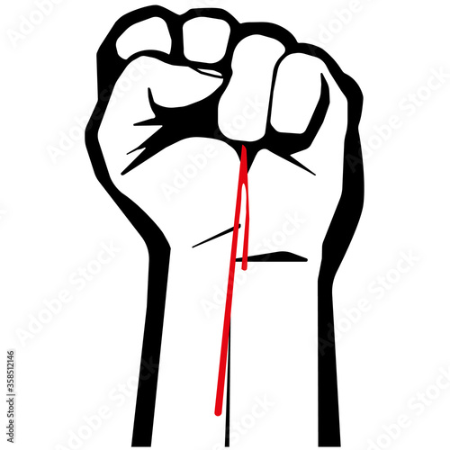 BLM Black lives matter protest activism fist grunge vector graphic with raised fist icon , stamp