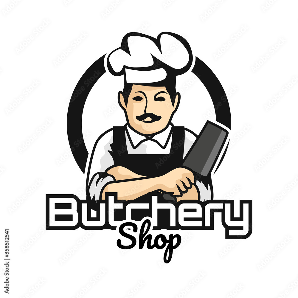 butcher logo isolated on white background. vector illustration