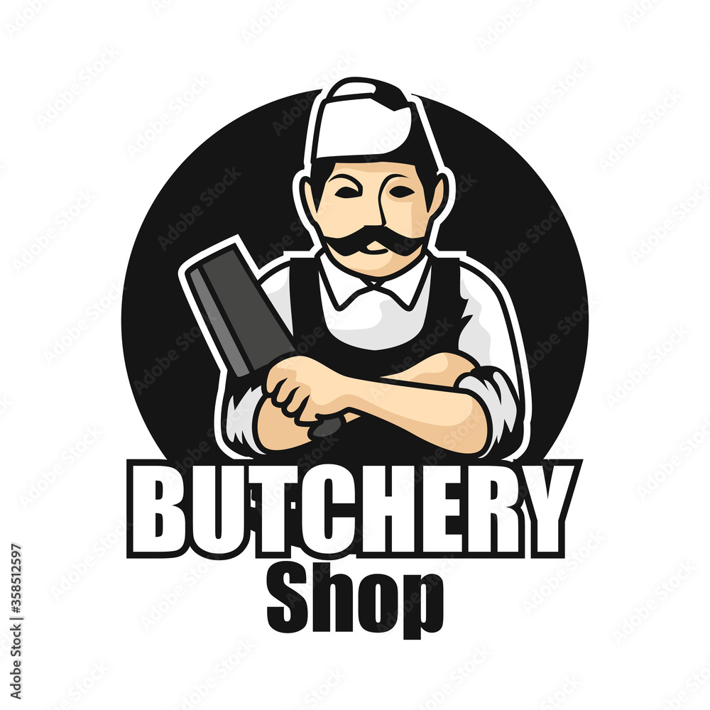 butcher logo isolated on white background. vector illustration butcher logo isolated on white background. vector illustration