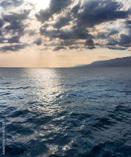 In the sea. Waves  clouds  storm is coming. In the black sea.