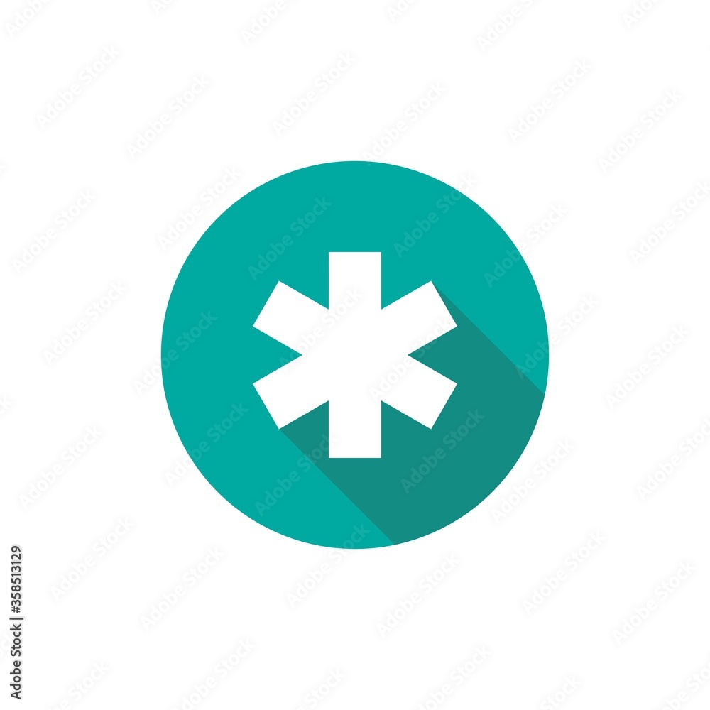 white asterisk footnote with shadow in blue circle icon. white asterisk footnote with shadow in blue circle icon.