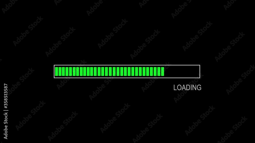 Green Loading bar animation isolated on black background Green Loading bar animation isolated on black background