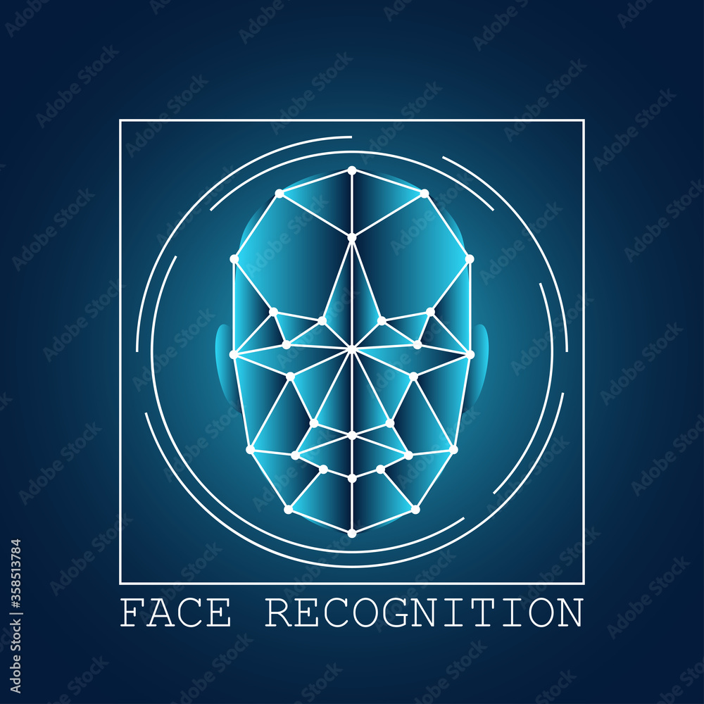 Fototapeta premium human face recognition scanning system. vector illustration