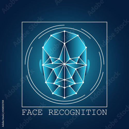 human face recognition scanning system. vector illustration