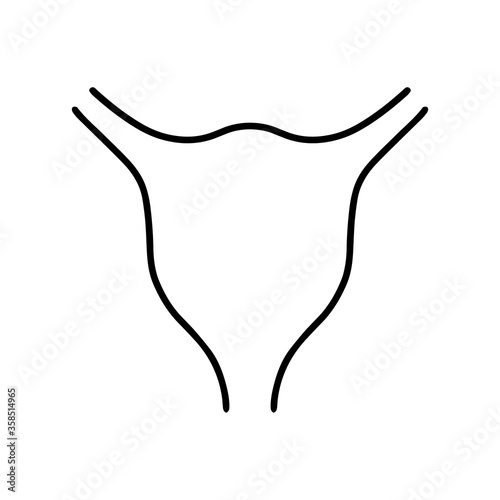 Doodle womens uterus icon isolated on white. Hand drawing line art. Sketch vector stock illustration. EPS 10