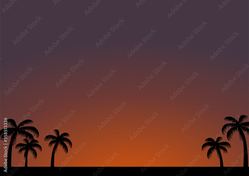 夕焼けとヤシの木の背景