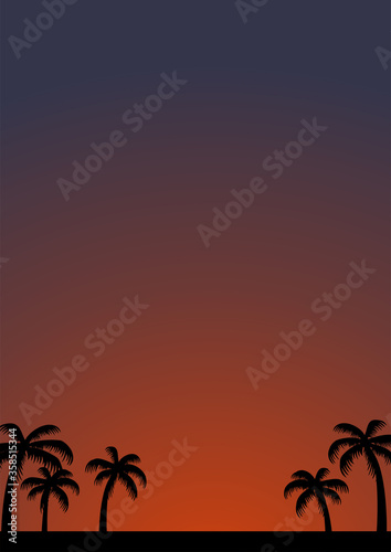 夕焼けとヤシの木の背景