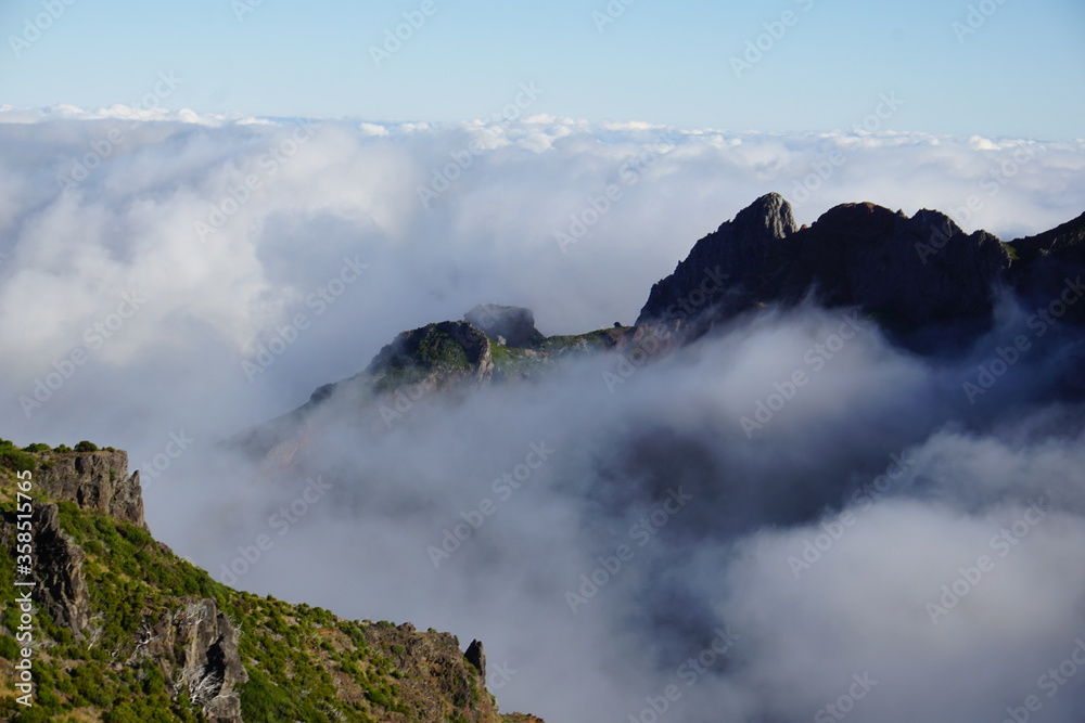 Trekking to Pico Ruivo, from the Achadas Teixeira. Madeira 2019. Above the clouds. Trekking to Pico Ruivo, from the Achadas Teixeira. Madeira 2019. Above the clouds.