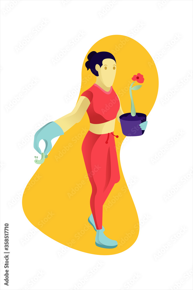 Vector Illustration People Are Gardening Vector Illustration People Are Gardening