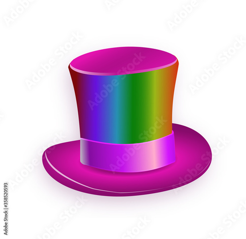 Rainbows big gentleman hat cylinder with rainbow color.
