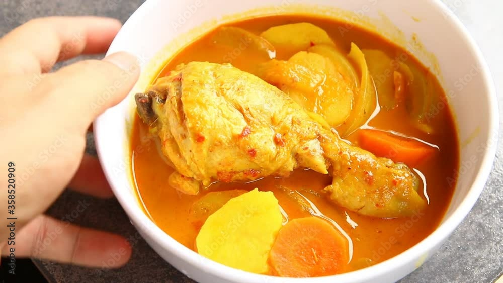 massaman curry with chicken, out door Chiangmai Thailand massaman curry with chicken, out door Chiangmai Thailand