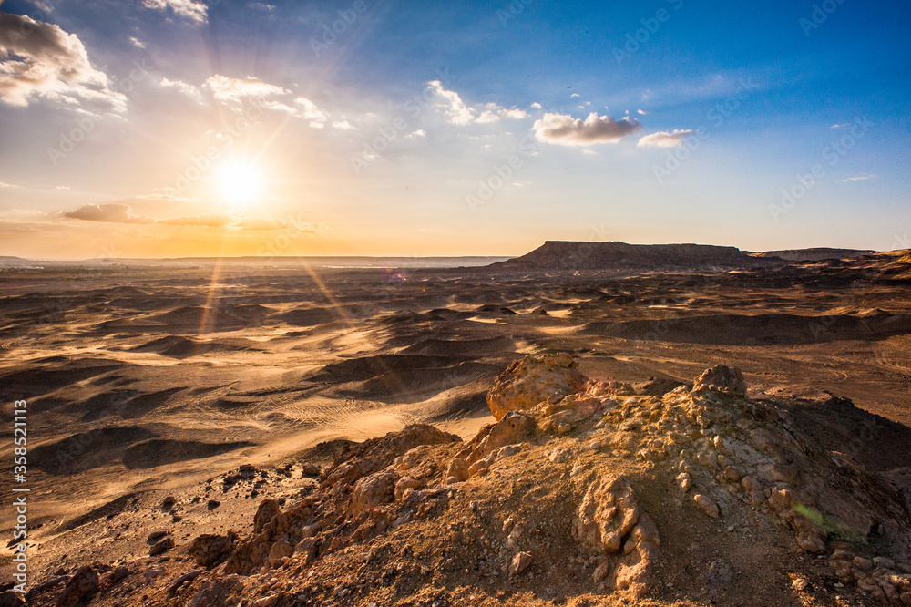It's Nature on the sunset near the Bahariya Oasis in the Sahara Desert in Egypt
