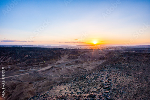 It's Sunset in the desert in Egypt