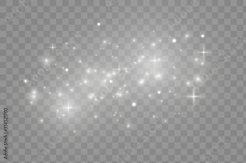 Gold light glow effect stars bursts with sparkles isolated on transparent background
