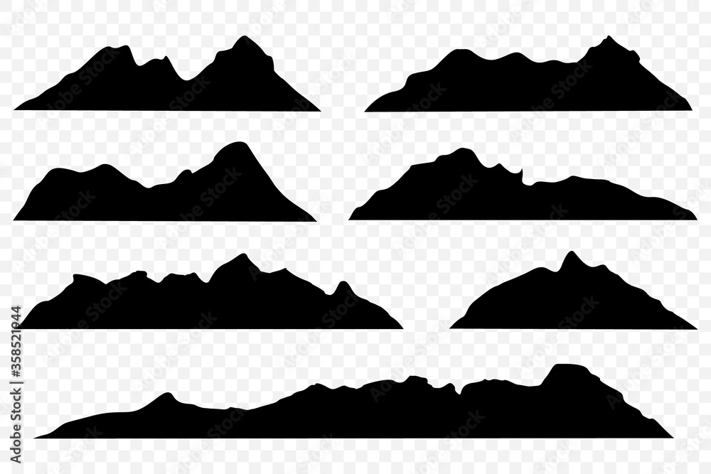 Set of mountains on white background