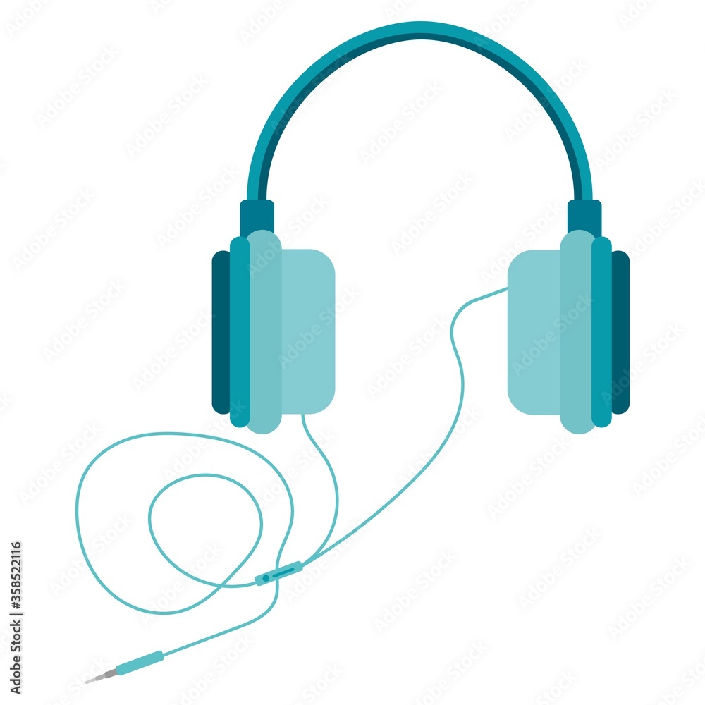 Image of headphones with a cord. Vector image, eps 10 Image of headphones with a cord. Vector image, eps 10