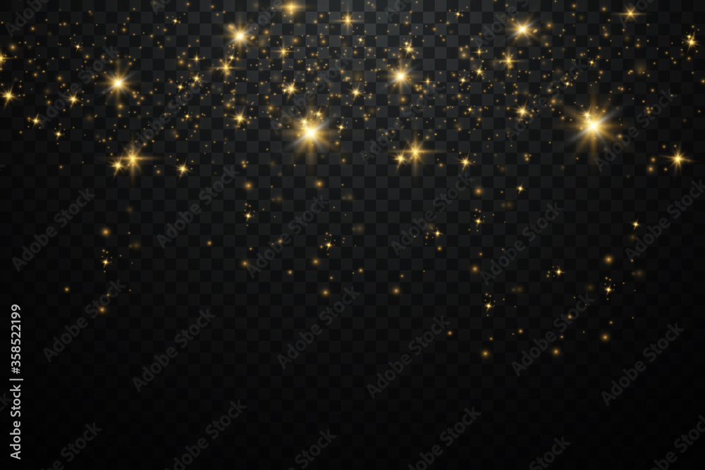 Obraz premium The dust sparks and golden stars shine with special light.