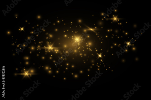 The dust sparks and golden stars shine with special light