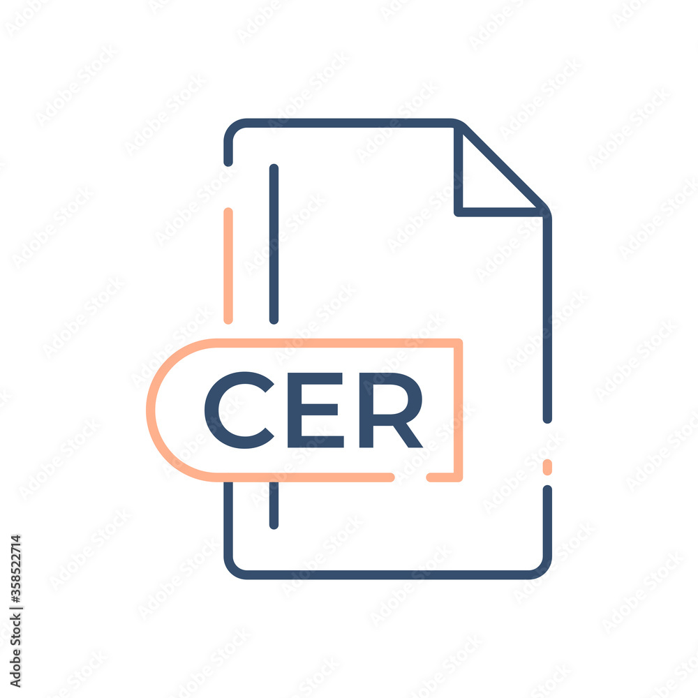 CER File Format Icon. CER extension line icon. CER File Format Icon. CER extension line icon.