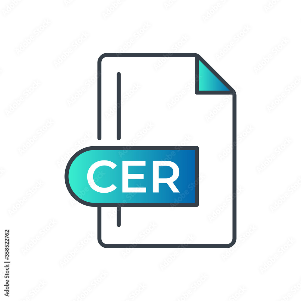 CER File Format Icon. CER extension gradiant icon. CER File Format Icon. CER extension gradiant icon.