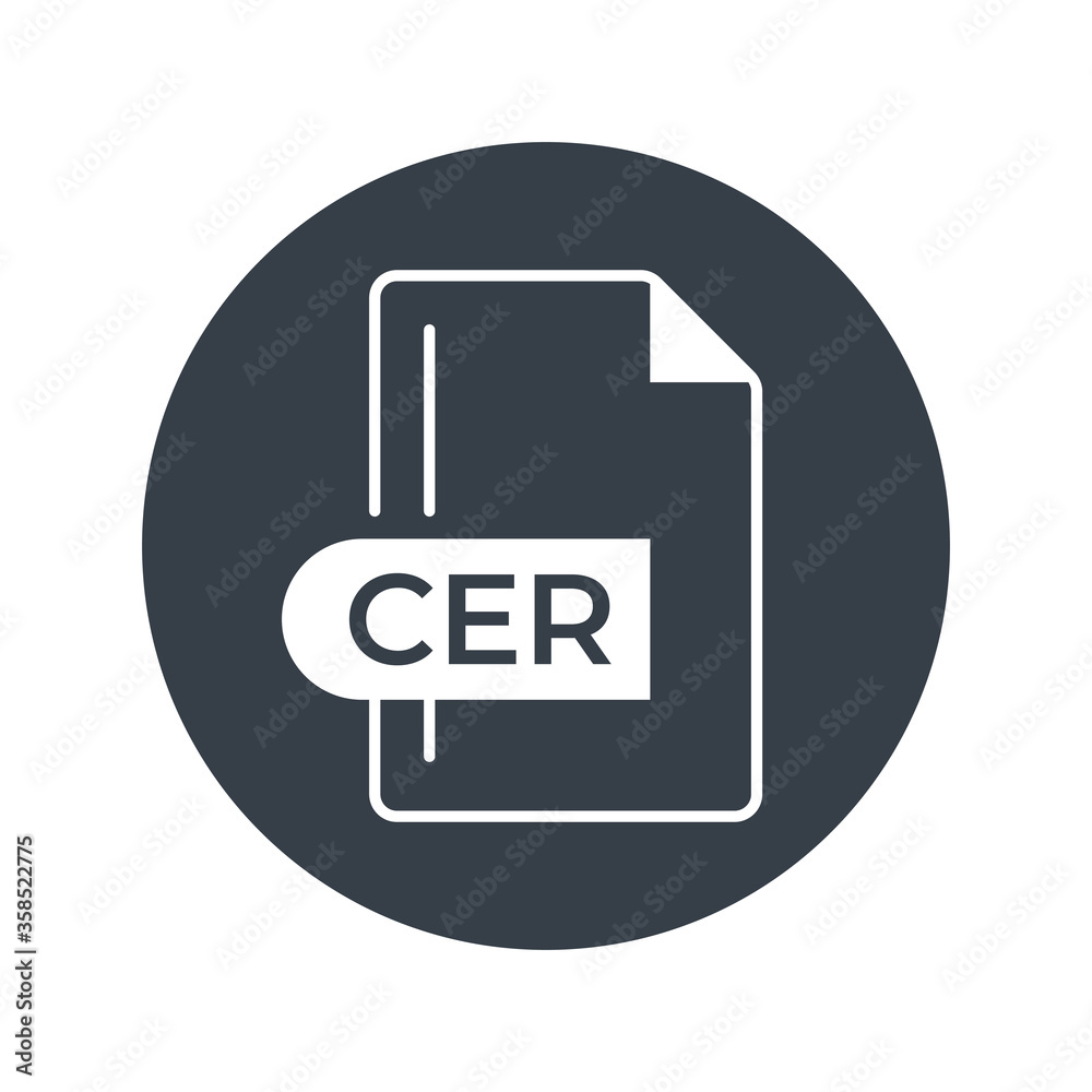CER File Format Icon. CER extension filled icon. CER File Format Icon. CER extension filled icon.