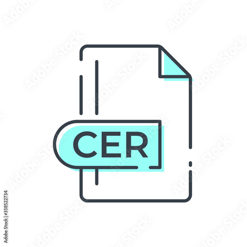 CER File Format Icon. CER extension line icon. photo