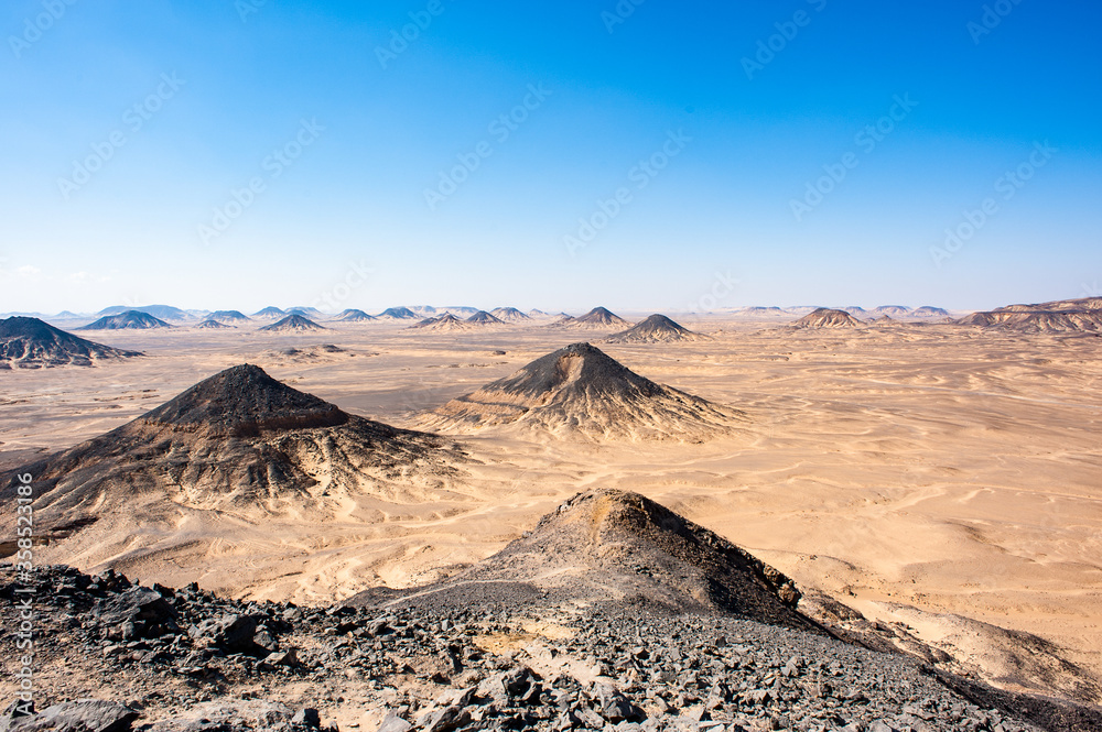 It's Panoramic view of the Black desert in Egypt