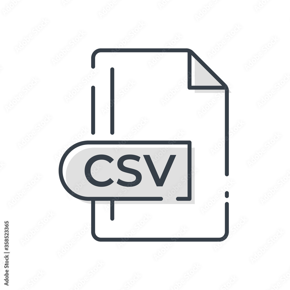 CSV File Format Icon. CSV extension line icon.