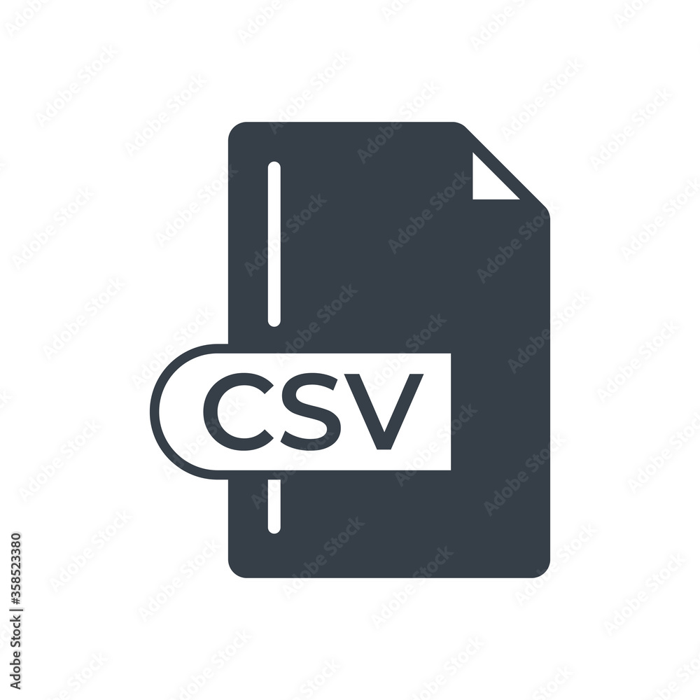 CSV File Format Icon. CSV extension filled icon.