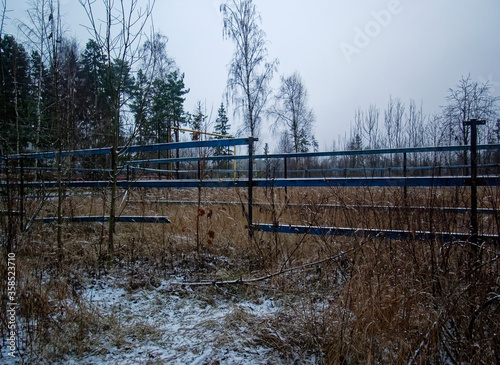 abandoned horse paddock in winter, Russia © moskvich1977
