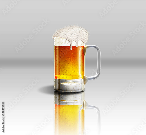 A mug of cold frothy light beer a wonderful element that is suitable for your illustration