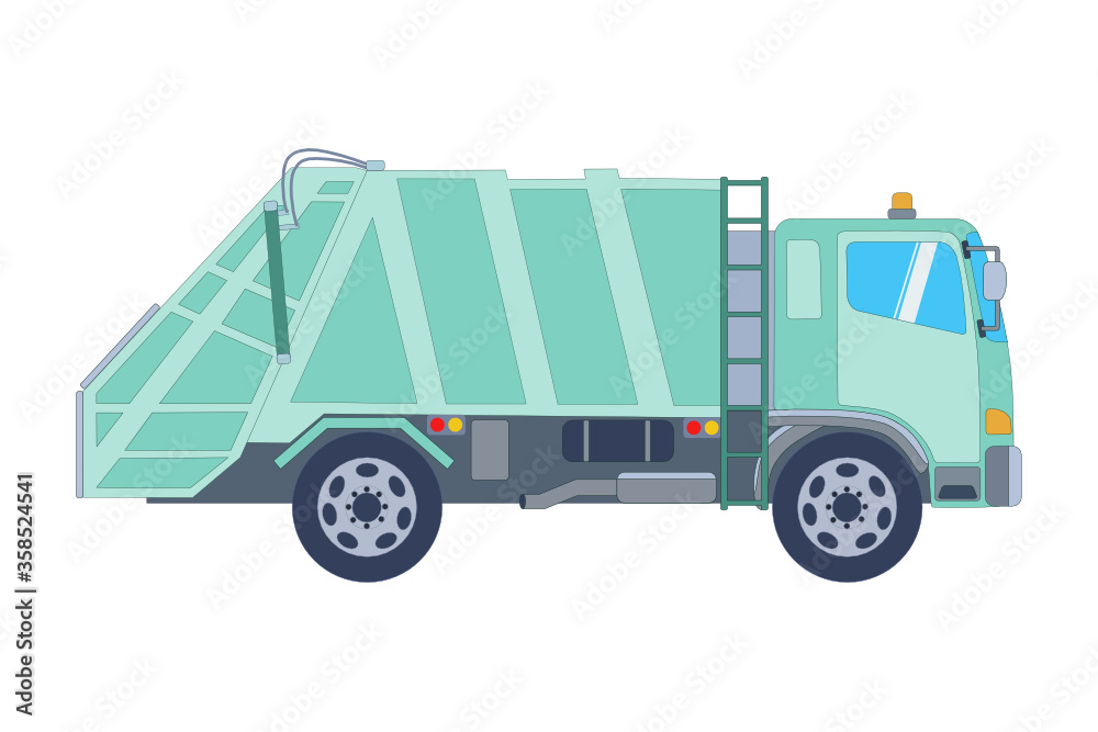 Garbage Truck. Vector illustration in flat style.