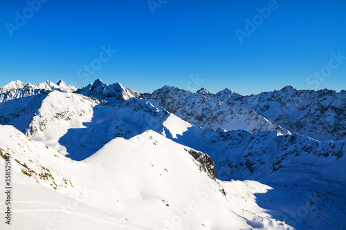 Peaks of High Tatra Mountains in winter season