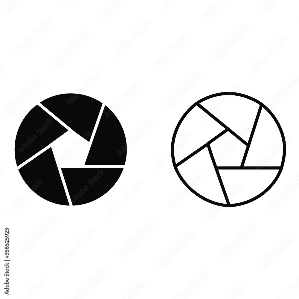 Camera shutter icon vector set, focus illustration sign collection.lens symbol. photo logo on white background Camera shutter icon vector set, focus illustration sign collection.lens symbol. photo logo on white background