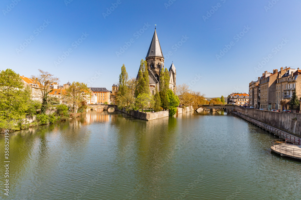 Metz, France, Temple Neuf view