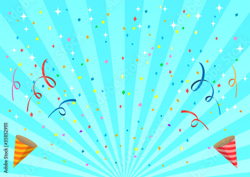 紙吹雪と放射の背景画像