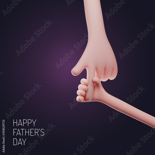 3d illustration of a child holding their father's hand. A concept for Father's Day. (ID: 358529735)