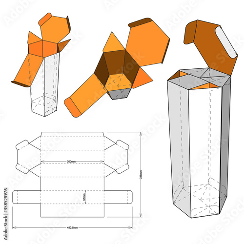 Hexagonal self asembly and Die-cut Pattern. The .eps file is full scale and fully functional. Prepared for real cardboard production.