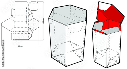 Hexagonal self asembly and Die-cut Pattern. The .eps file is full scale and fully functional. Prepared for real cardboard production.