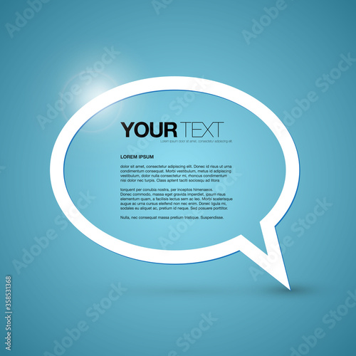 Shiny outline speech bubble for your text on simple blue background Eps 10 stock vector illustration 